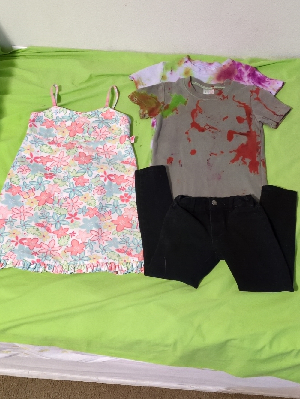 Size 5  Dress, Black Jeans & Tie Dye Tee's for Girls Play Set
